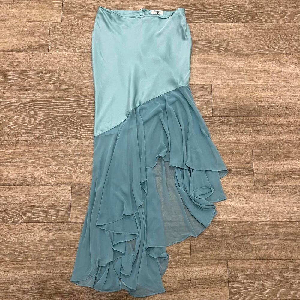 HOUSE OF CB 'Lila’ Teal Blue Mermaid Flowy Maxi High Low Skirt